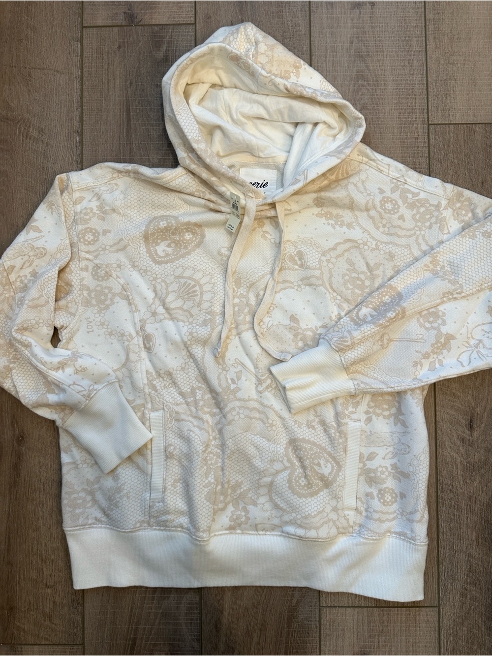 aerie Cream Paisley-Print Crewneck Hoodie